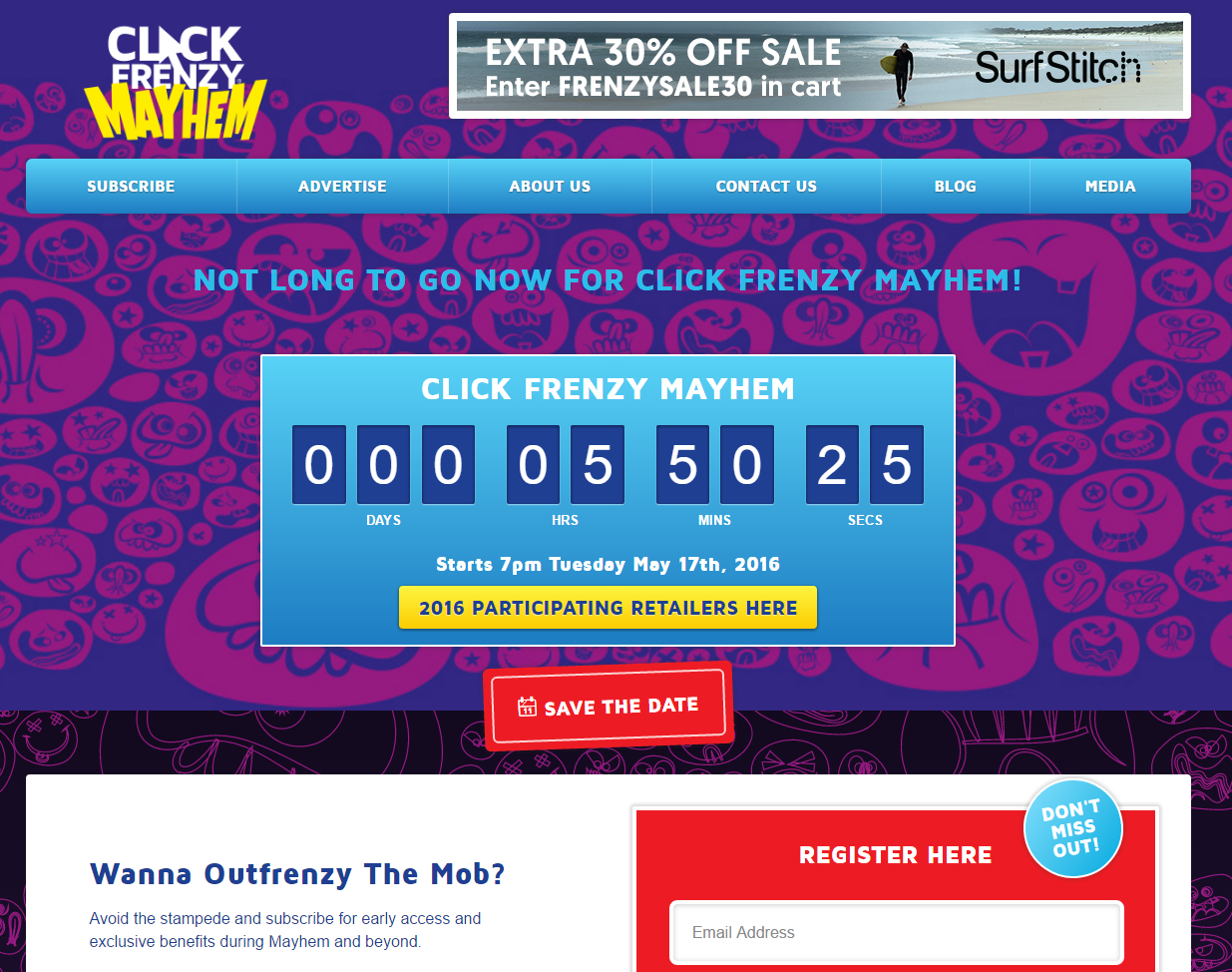 Countdown timer to Click Frenzy